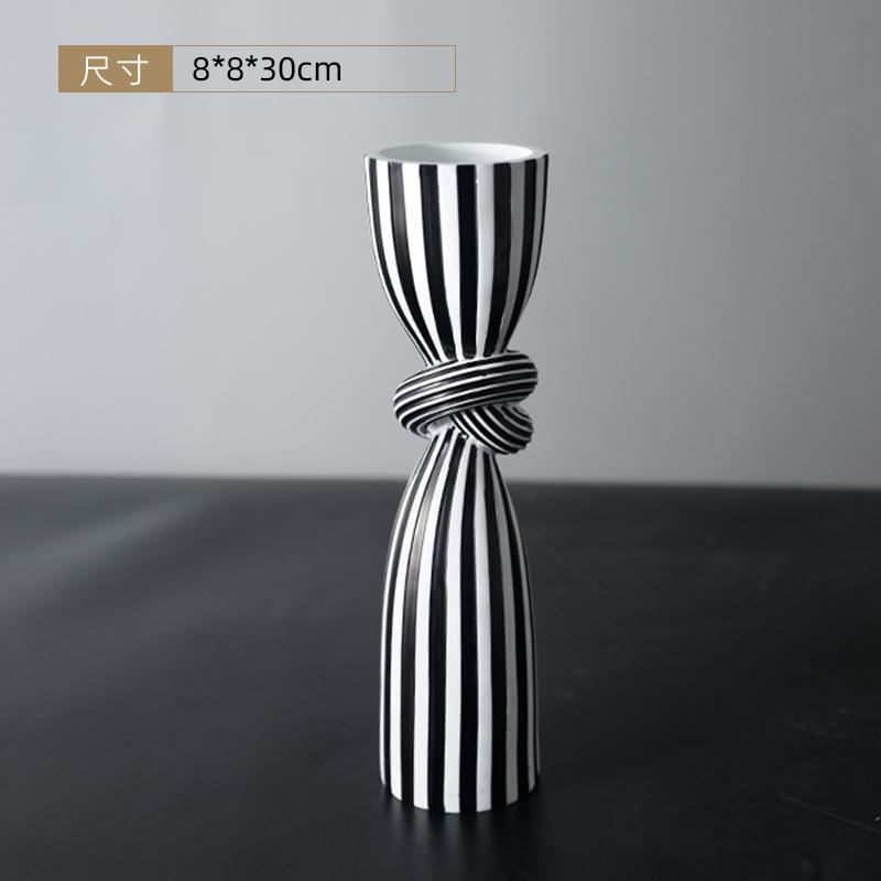 

Подсвечники из смолы с украшениями, черно-белые полосатые подсвечники с изгибом, креативный декор для гостиной, обеденного стола, декор для комнаты, украшения