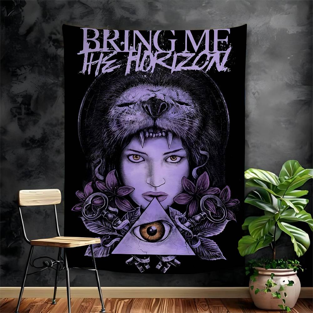 Bring Me The BMTH Horizon DIY Wandteppich Hängendes Tarot Hippie Wandteppiche Schlafsaal INS Heimdekoration 74x94cm(29x37in)