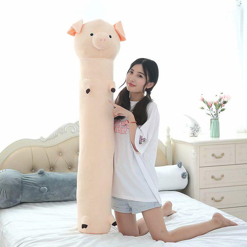 Long Strip Pute Sylindrisk Plysj Sovepute Avtagbar Vaskbar Seng Sovepute
