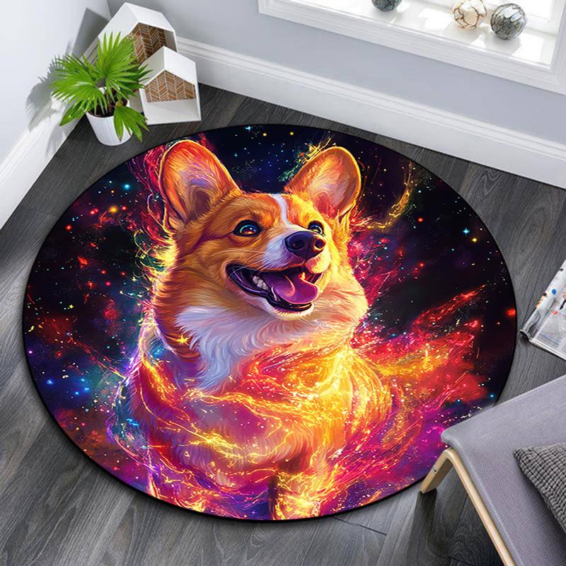 

Cosmic Corgi Round Area Rug,Carpet Rug for Living Room Bedroom Sofa Playroom Decor,Non-slip Floor Mat 80cmx80cm