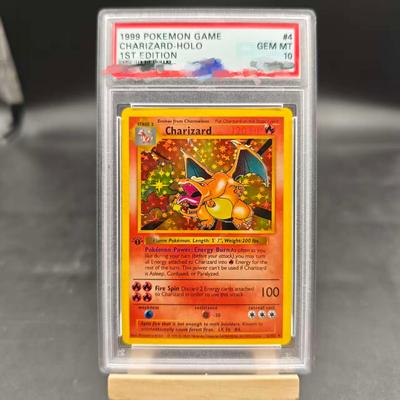 Bastel PTCG Bewertungskarte 1999 1. EDITION CHARIZARD-HOLO 4/102 Sammlerkarten Kopie 10 Punkte Bewertungskarte Anime Spiel Geschenk Spielzeug