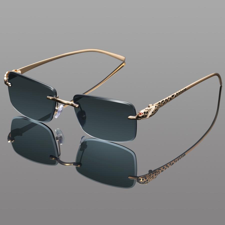 Fashion Rimless Rectangle Sunglasses Women Gradient Y2K Sun Glasses Shades Men UV400