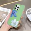 Silicone Matte Candy Color 2 in 1 Phone Case for iPhone 17 Air 16e 16 15 14 13 Plus 12 11 Pro X XR Max Elegant Blue Lily Pattern