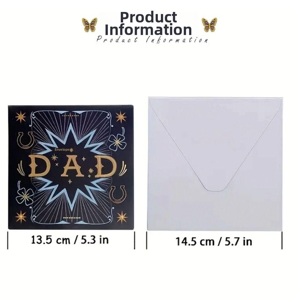 Creative Multicolor Happy Father's Day Greeting Cards with Envelop 3D Pop-Up Card Cartoon Pattern Congratulation Cards Gift
