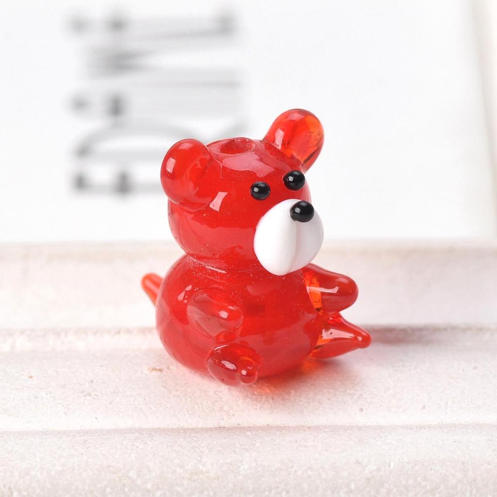 2pcs Bear 15x20mm Handmade Lampwork Glass Loose Beads for Jewelry Making Accessories DIY Crafts Findings
