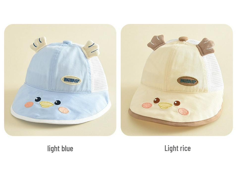 Cute Cartoon Semi-Mesh Children's Windproof Sun Hat - Versatile Outdoor Bucket Hat for Babies