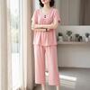 2-teiliges Damen-Pyjama-Set Kurzarm-Oberteil und Cropped-Hose Nachtwäsche-Set Sommerlich Lässig Lounge-Outfits