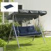 Set di 4 Cuscini per Seduta, 150x50 cm Cuscini per Sedia Idrorepellenti con Laccetti, Spessore 10 cm Blu Navy