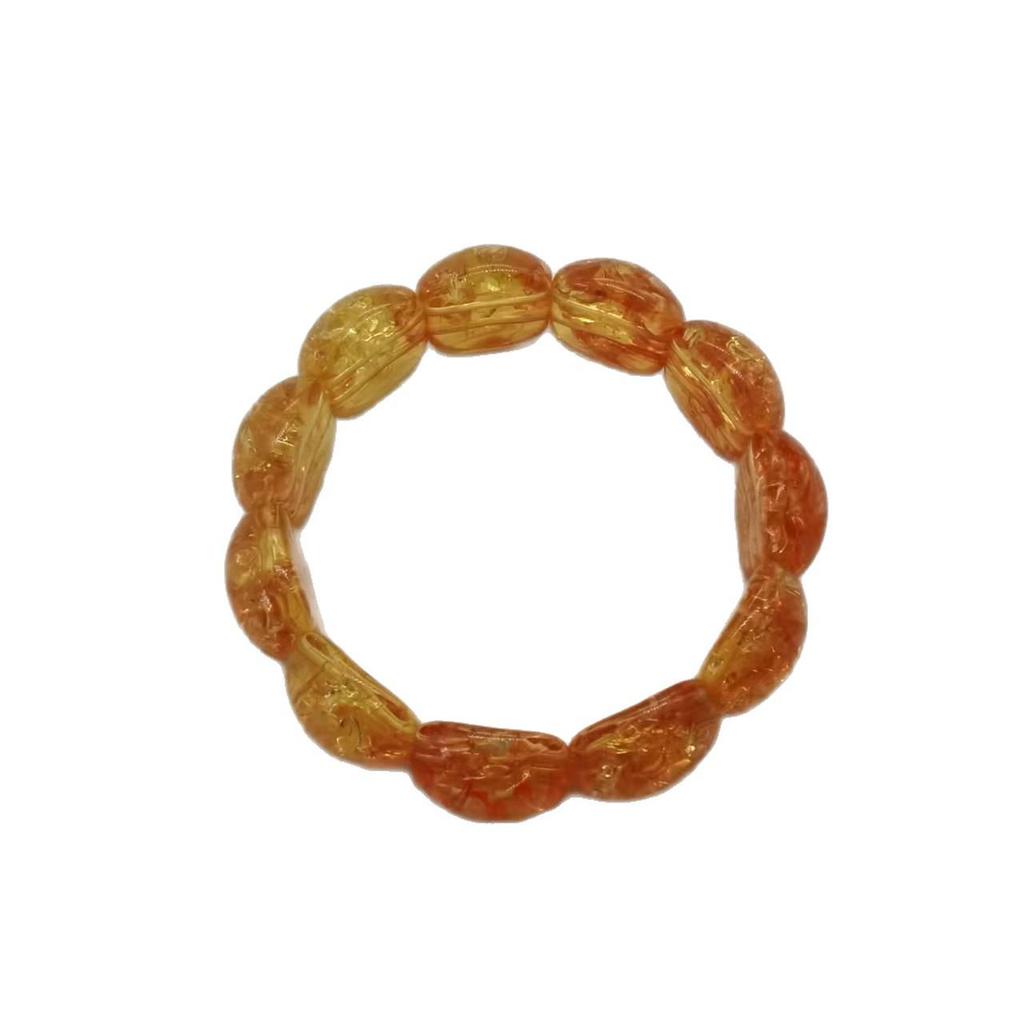 Ethnic Style Amber Acrylic Flower Bracelet: Semi-Circular Hand-Strung Design for Men and Women.
