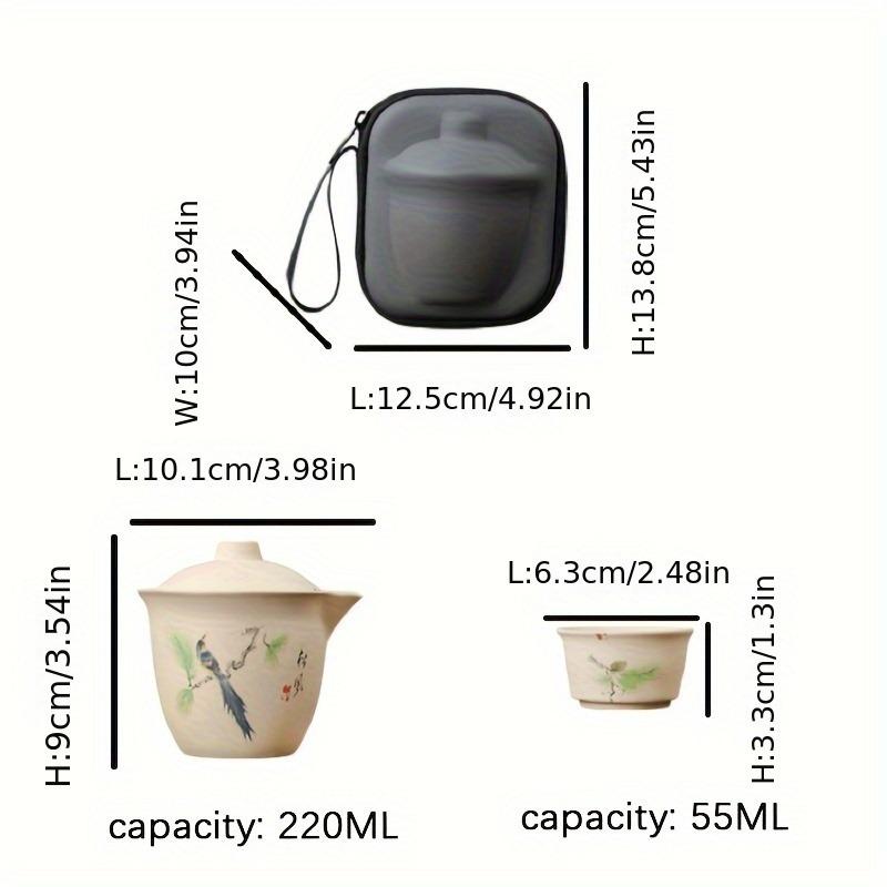 1 sada Cestovní čajová sada Přenosná čajová sada Outdoor Camping Přenosná úložná taška Keramická čajová sada Kung Fu Express Cup Špičková keramická čajová sada Ručně vyráběný čaj C