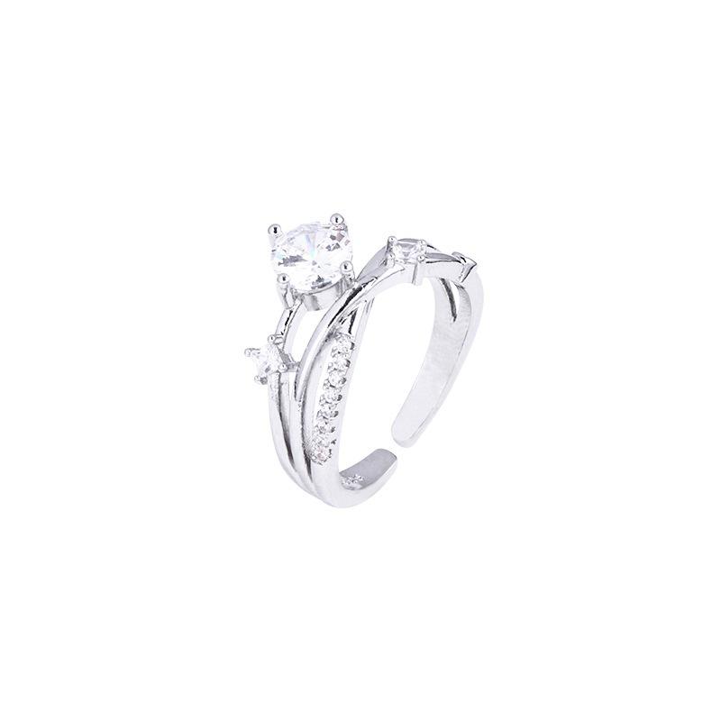 Exquisite Cosmic Trajectory Planet Rings For Women Double Layer Luxurious Sparkling Zircon Opening Ring Bride Wedding Jewelry