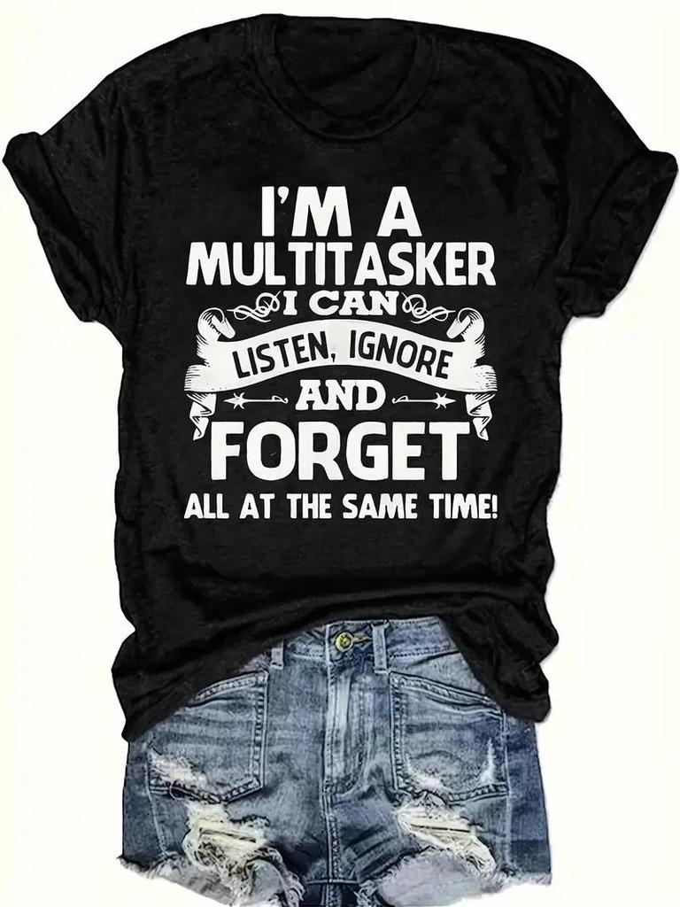 Women's Sweet Print Letter Short Sleeve Tops - New Arrival