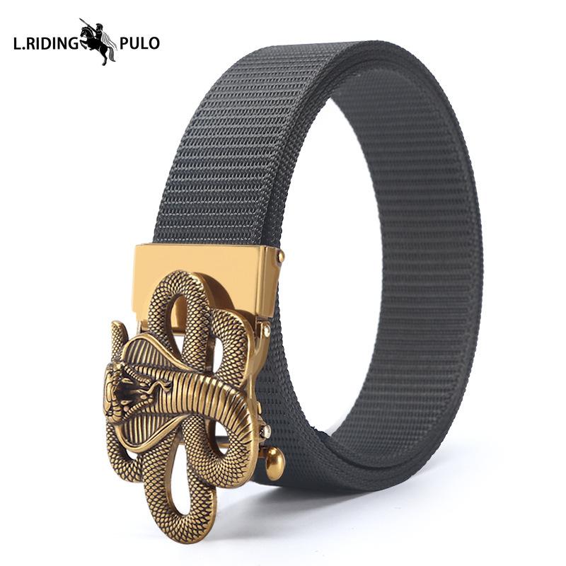 Men's Belt Toothless Alloy Automatic Buckle Men's Belt Imitation Nylon Canvas Youth Versatile Casual Belt