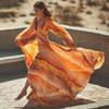 2024 V-Neck Long Sleeve Seaside Holiday Print Women's One-Piece Swimsuit Set