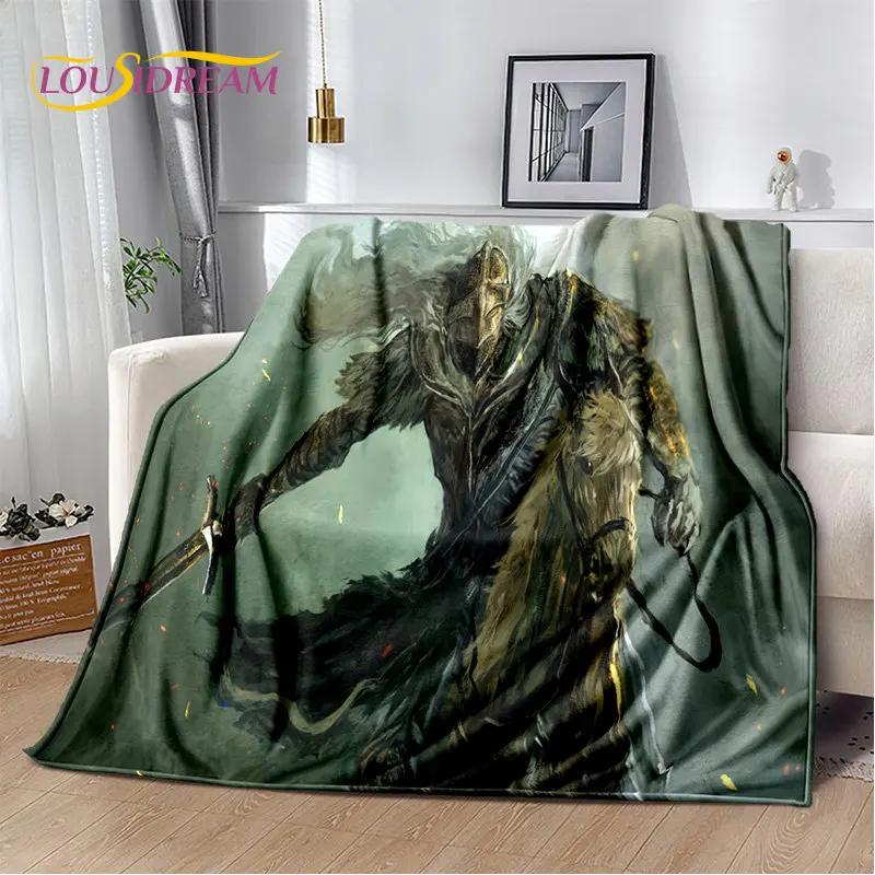 Elden Ring Jeu Joueur Couverture Peluche Douce Imprimée en 3D, Couverture Flanelle Couverture Jetée pour Salon Chambre à Coucher Lit Canapé Couverture Pique-nique