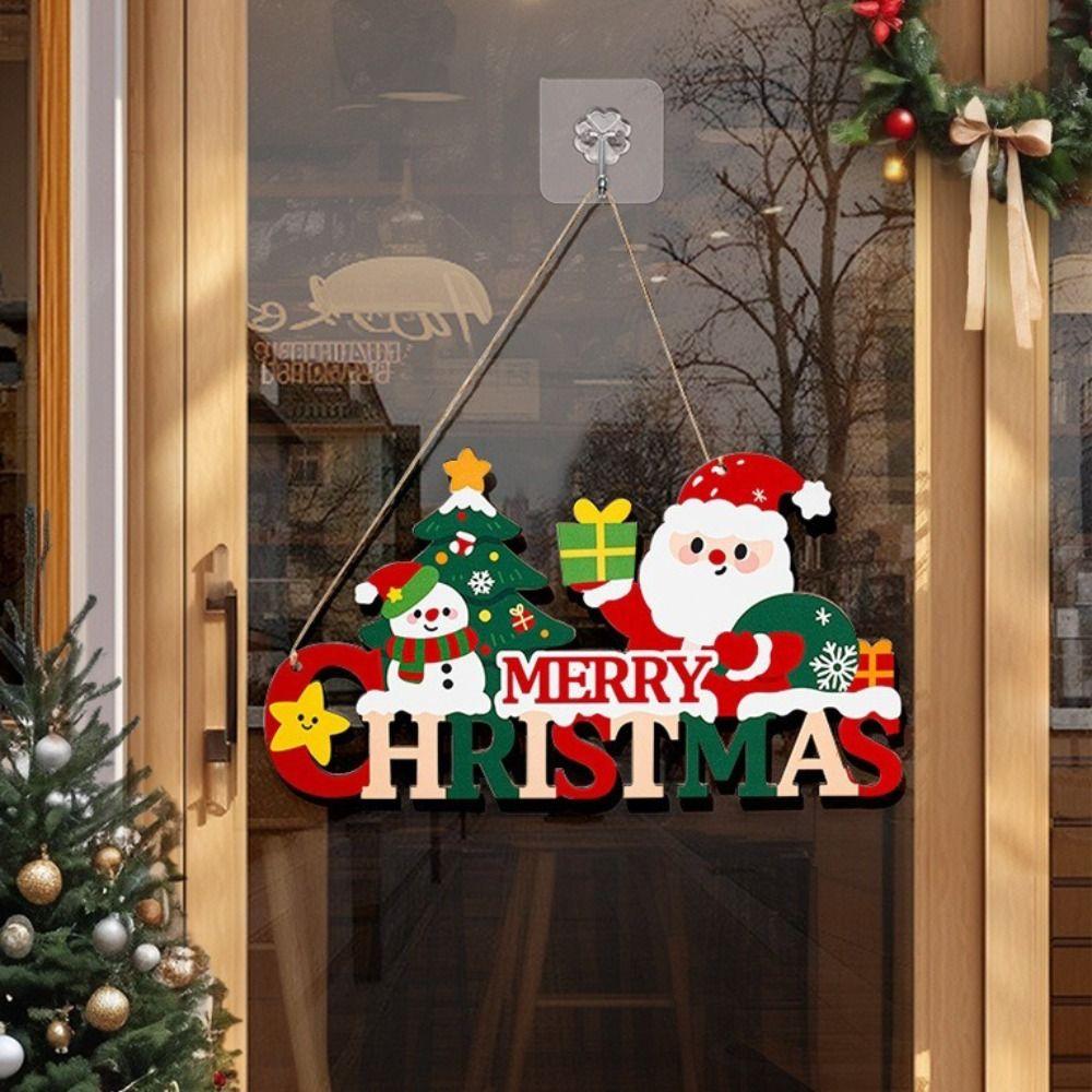 3D Wooden Christmas Door Sign Light Up Wooden Christmas Ornament Party Supplies