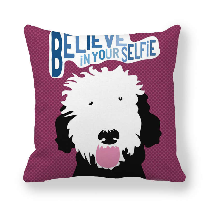 Cartoon Alphabet Dog Series Patterns Digital Printing Short Plush Pillow Covers For Car Sofa Office Cushion Cover Home Goods