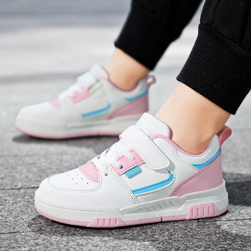 Children's Fashion Trend Velcro Thick Soled Casual Board Shoes Outdoor Casual Sports Shoes White Shoes