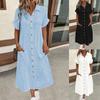 Women's Summer Short-sleeved Lapel Long Shirt Dress