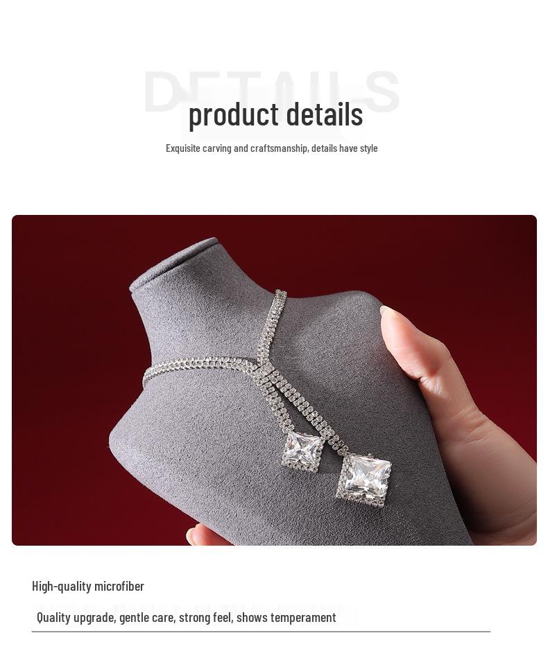 Hongtai Luxury Microfiber Necklace Display Stand - Mannequin Jewelry Prop