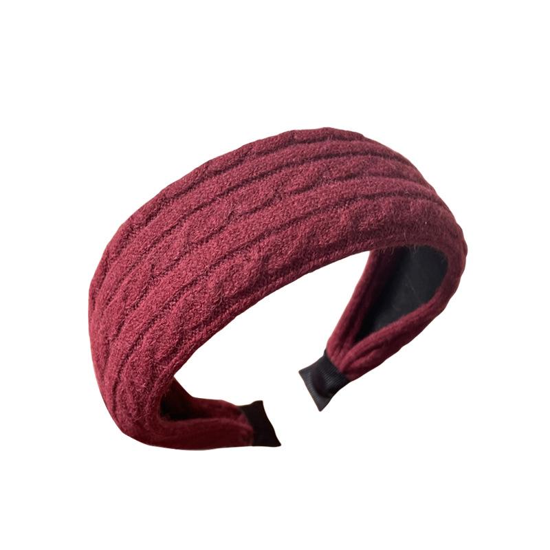 Koreanischer Wollstrick-Stirnreif mit breiter Krempe für Damen - Elegante Haarklammer für den Herbst/Winter.