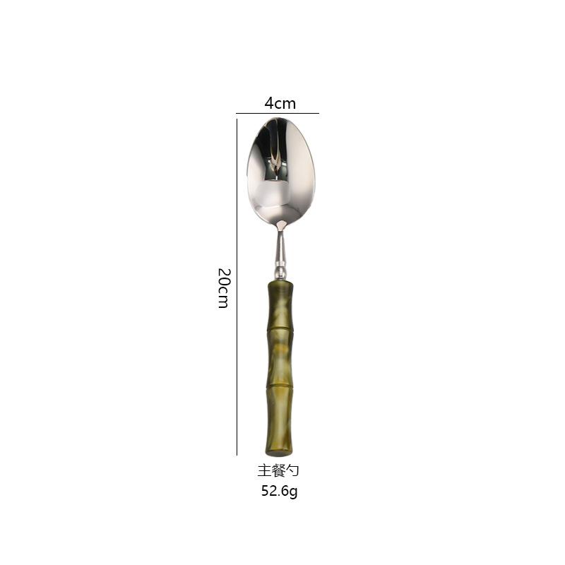 Acrylic bamboo 304 stainless steel tableware set, steak knife, fork, spoon dinnerware set 1pc/5-piece set