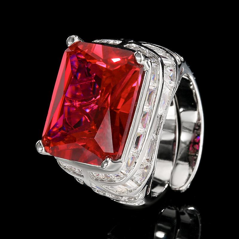 Jewelry Copper Bottom Gold-Plated Retro Simulation Para Green Square Ring For Women 12 * 16