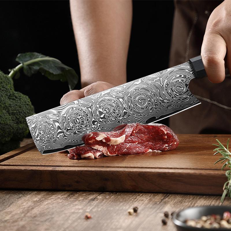 WXCOO 8inch Damascus Kiritsuke Knife VG10 Meat Cleaver Kitchen Knives Fruit Santoku Slicing Fish Fillet Boning Knife 67 Layer