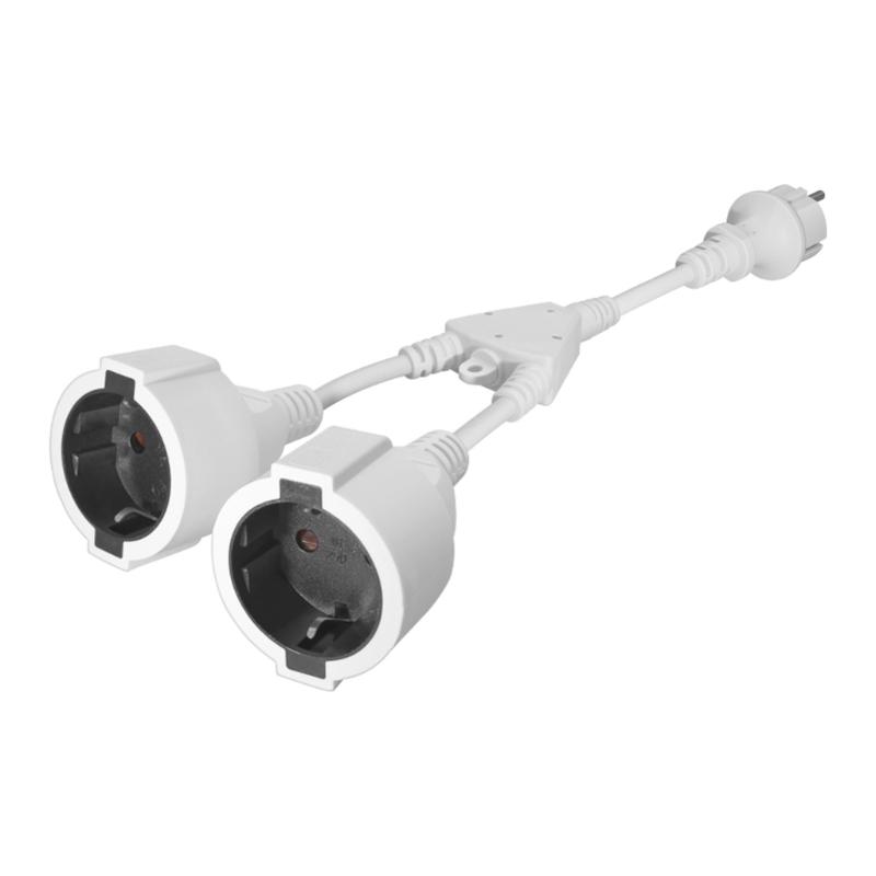 16A European Standard 4.8MM Male to Female Power Splitter Cable 30CM With PVC Insulation Cord High Strength