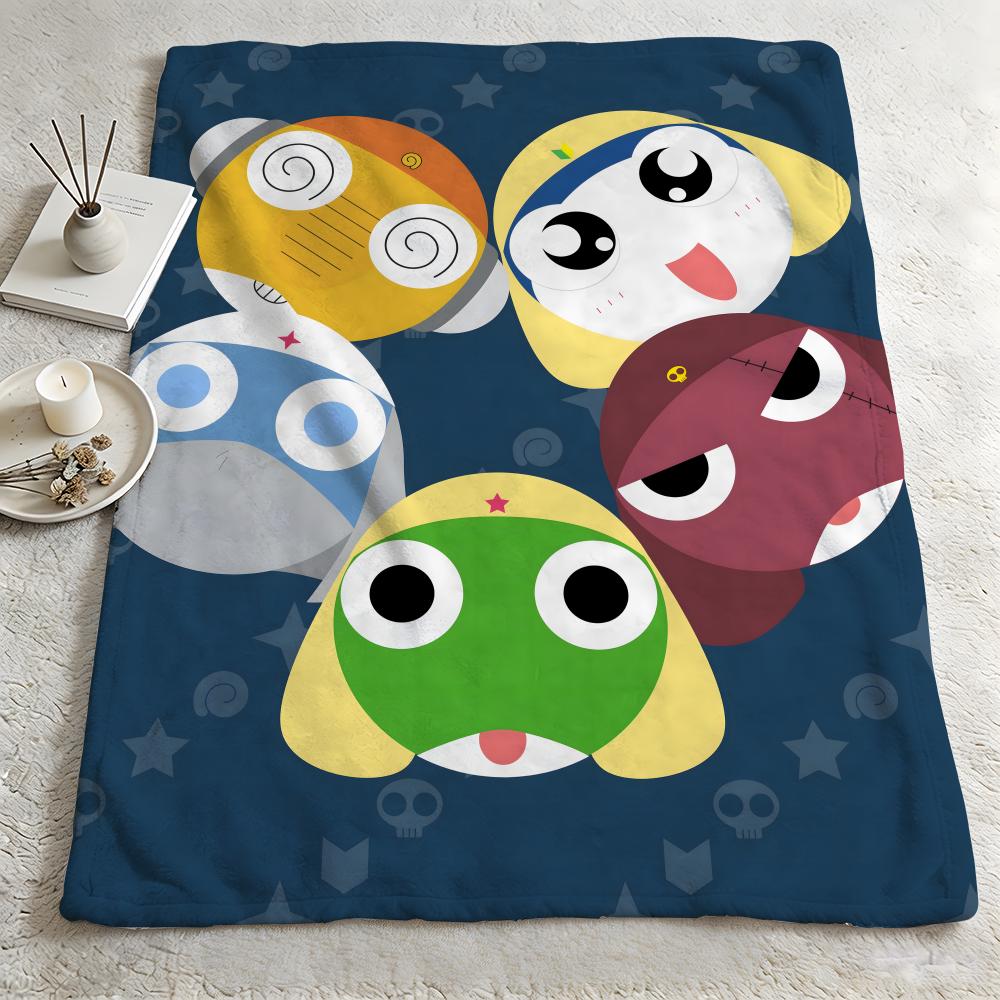 Anime K-Keroro Gunso-o Throw Warm Soft Flannel Blanket, Multi-use for Sofa Bed Camping Travel Nap