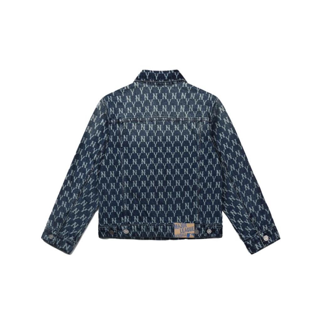 MLB Floral Series New York Yankees Letter Print Cotton Denim Jacket Unisex Jackets Denim-Blue 31JPN3041-50U