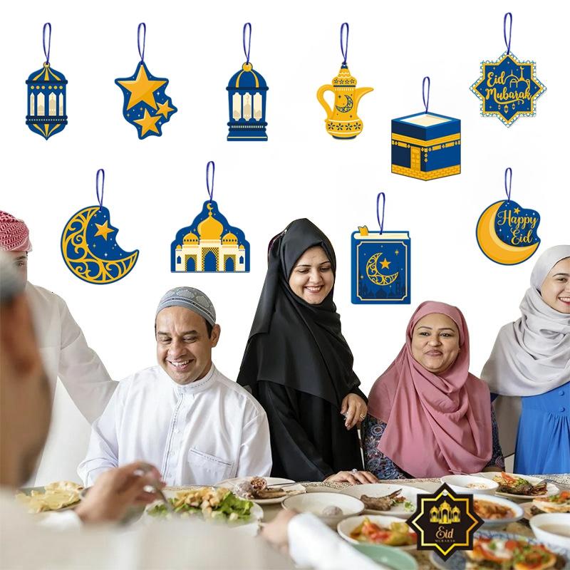 Eid Mubarak Pulling Flag Ramadan Hanging Pendants Decoration  Middle East Festival Party Islamic Muslims Decor Ornaments