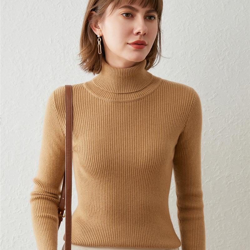 Turtleneck female slim-fitting strips autumn and winter new long-sleeved inner pullover sweater bottoming shirt lapel