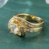 Exquisite Inlaid White CZ Women's Ring Sparkling Gold Color Hand Carving Daily Wear Party Jewelry Anniversary Gift