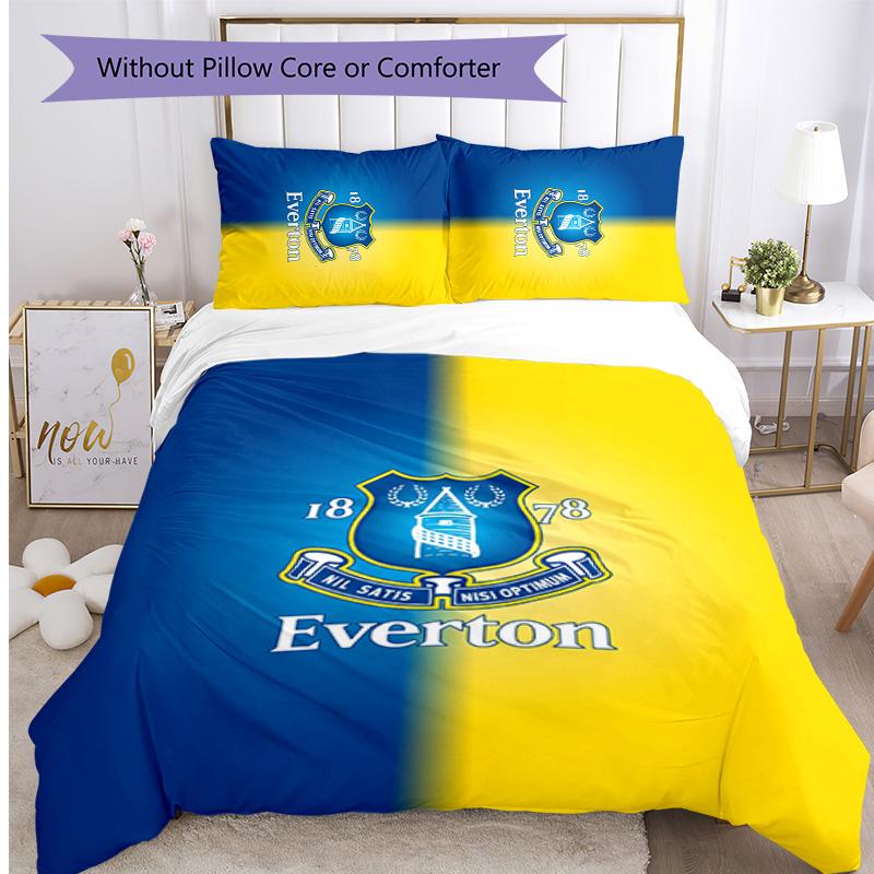Set Lenzuola Everton Football Stampato 3 Pezzi, Comodo Set Copripiumino per Camera da Letto Amico della Pelle