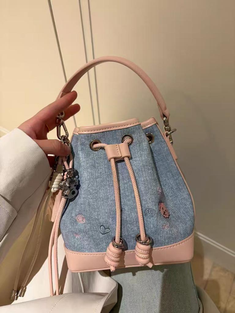 Nanfeng Versatile New Original Bread Puppy Sweet Dream Garden Bucket Bag Cowboy Canvas One Shoulder Crossbody Bag