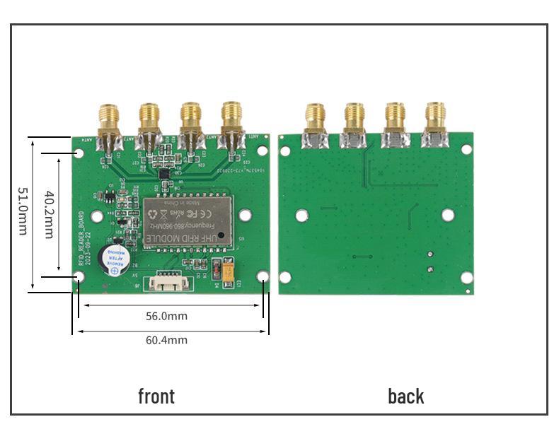 Ultra-High Frequency RFID Four-Channel Reader/Writer Module with Four Antennas
