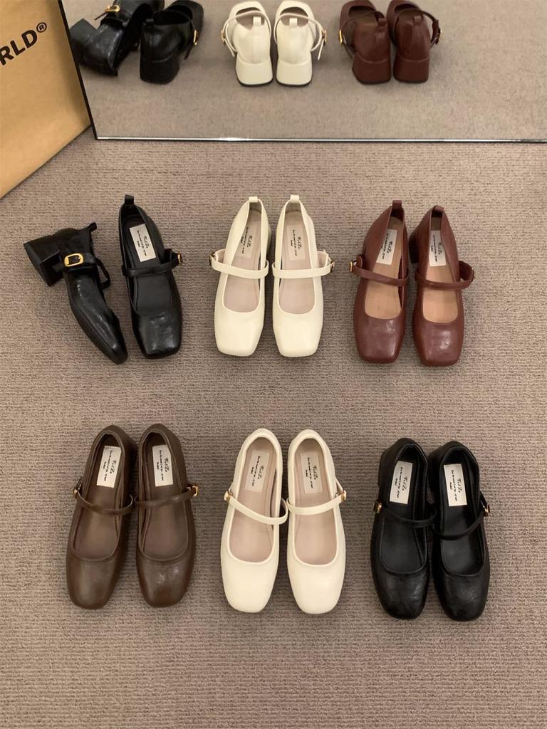 French medium high heel black Mary Jane single shoes women's shoes spring and autumn 2025 new summer skirt evening ladyshoes