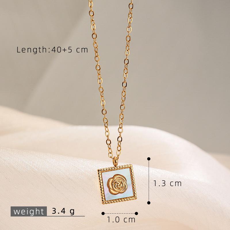 Elegant White Mother-of-Pearl Camellia & Butterfly Clavicle Necklace