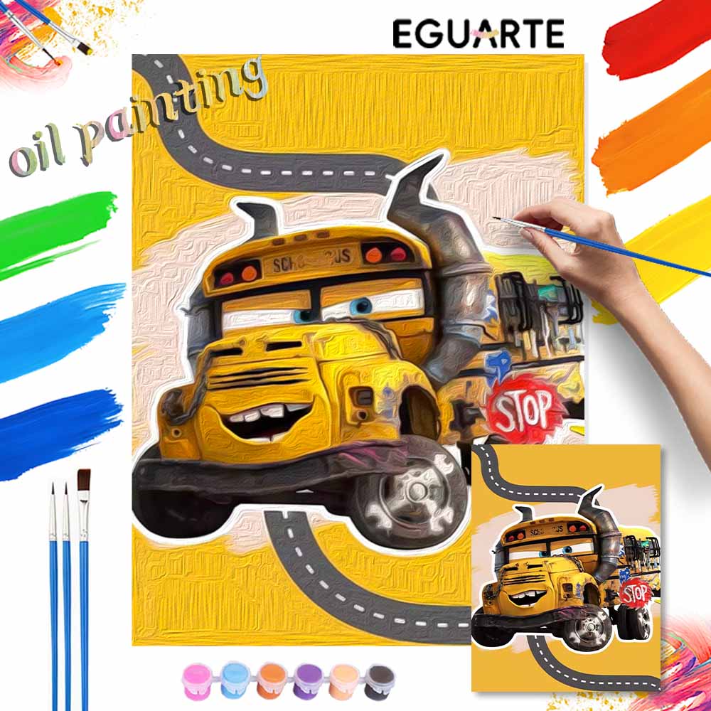 Disney Cars Miss Fritter oil paint by numbers painting kit handmade diy home decor gifts wall art decoration crafts for creative hobbyists