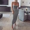 Sexy Skinny Slim Knit Long Dress Spaghetti Strap  Backless Sleeveless Maxi Women Partywear Clubwear Lady Bodycon Elegant Pullover Camisole