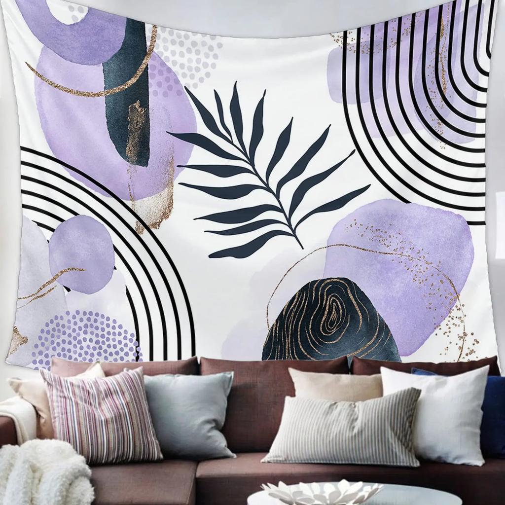 Abstract Sun Leaves Brown Geometric Wall Hanging Tapestry Vintage Simple Boho Palm Bedroom Dorm Living Room Wall Art Home Decor