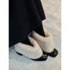 Cowhide version~ Korean thick-heeled fluffy boots winter velvet snow boots high-heeled short boots women's new thermal cotton boots