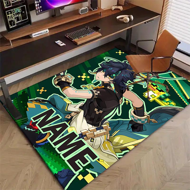 Custom Genshin Impact Mat Personalized Name, Polyester Washable Indoor Entryway Rug, Gift for Christmas, Easter, Thanksgiving Day