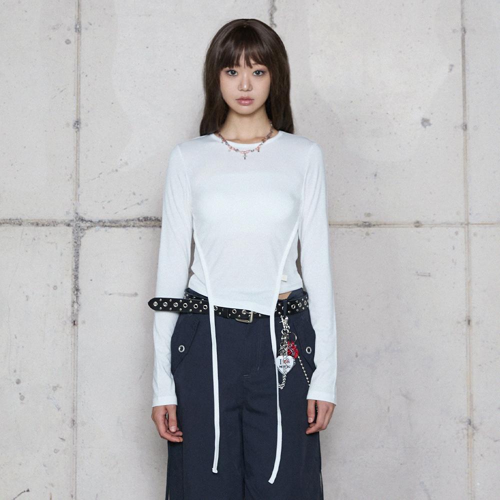 LALAFOX Unbalance String T-Shirt White Br4Cl001