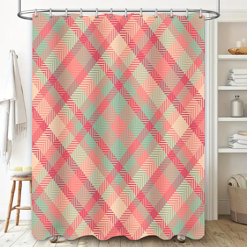 Luxury Plaid Bath Curtains Waterproof Home Decor Shower Curtain Modern Bathroom Decorative Drapes for Living Room Customizable S