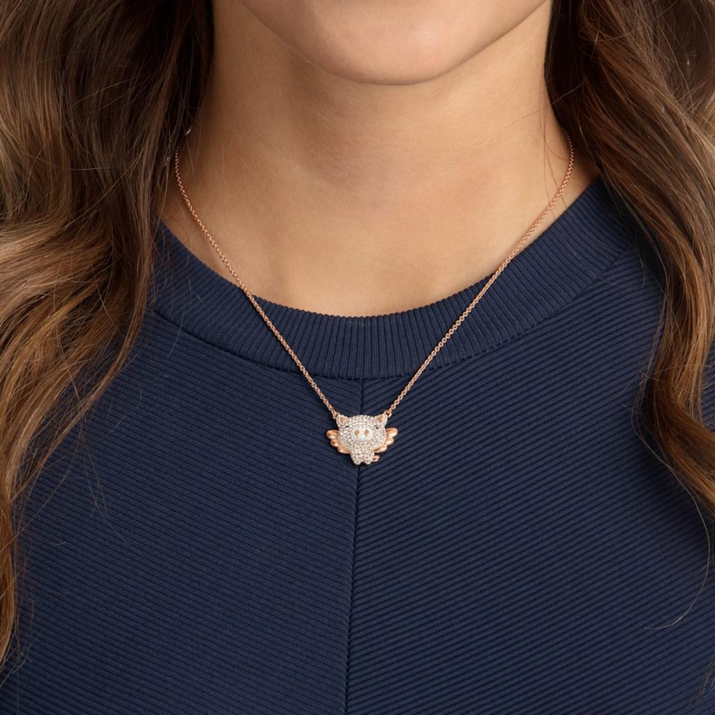 Swarovski Little Cute Flying Pig Necklace Women necklace Rose-Gold 5446986