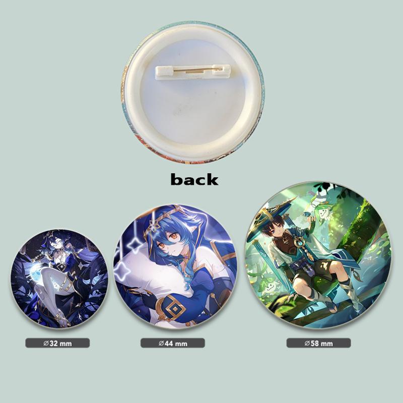 32/44/58MM Alloy Pins for Backpack Hat  Icon Cartoon Brooch  Genshin Impact Pin Fashion Jewelry Accessory