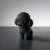 Huaqianguhh 3D Printed Cute Teddy Dog Statue, Mini Poodle Figurine, Matte Solid Black Statue with Detailed Curly Fur, Wide Anti-Tipping Base,