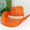 Cappello da cowboy in paglia da donna cappello da spiaggia cappello jazz con accessori da fornaio moda estate